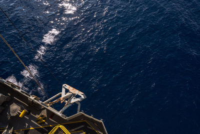 High angle view of boat on sea