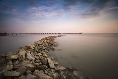 Scenic view of sea against sky during sunset