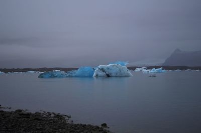 Scenic view of frozen lake against sky