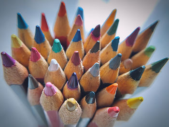 Close-up of multi colored pencils