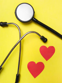 High angle view of heart shape on table