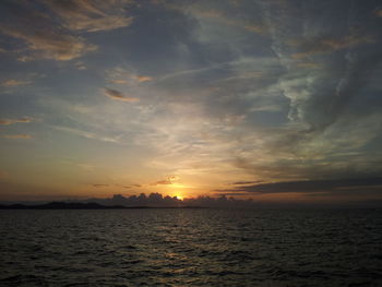 Scenic view of sea at sunset