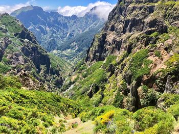 Scenic view of valley and mountains