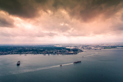 High angle view of sea against sky