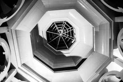 Low angle view of spiral staircase in building