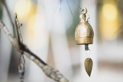 Close-up of electric lamp hanging