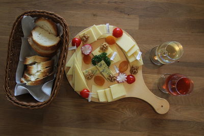 High angle view of food on table