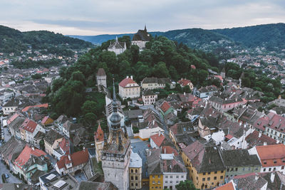 Aerial view of sighisoara citadel