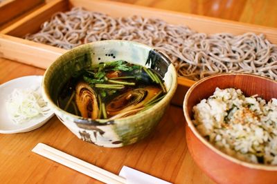 Close-up of food in bowl on table