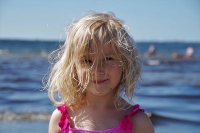 Portrait of cute girl at beach