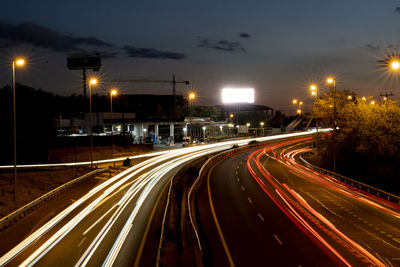 Madrid spain. 2022 long exposure shot taken from a bridge that crosses the road. cars lights