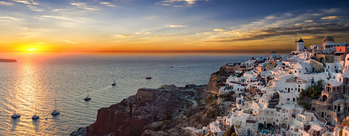 Panoramic view of sea during sunset