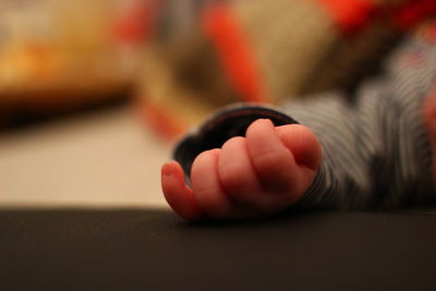 Close-up of baby lying down