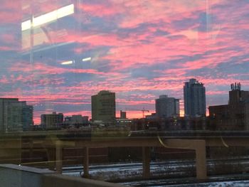 Buildings at sunset