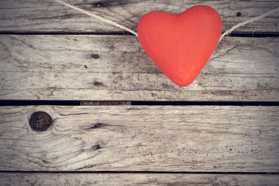 Close-up of heart shape on table