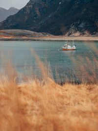 Fishing boat sailing in sea