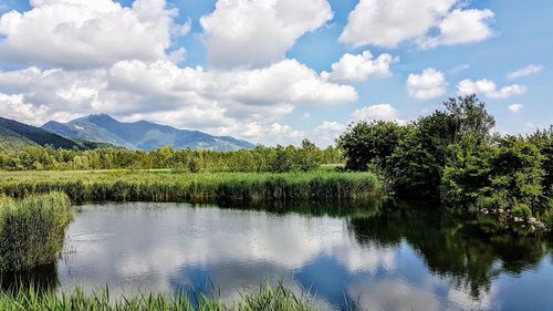 Scenic view of lake against sky