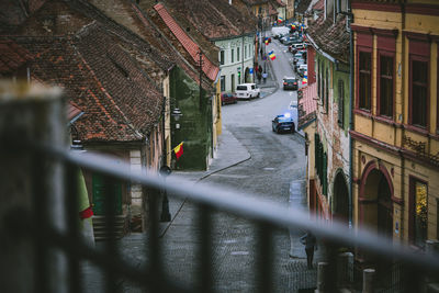 High angle view of city street