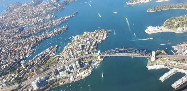 High angle view of bridge over sea