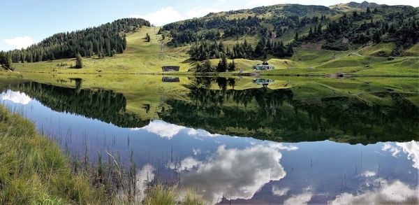 Scenic view of lake against sky