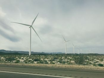 Wind turbines in farm