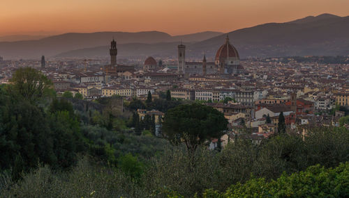 High angle view of buildings in city