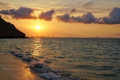 Scenic view of sea against sky during sunset