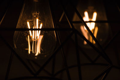 Close-up of illuminated light bulb
