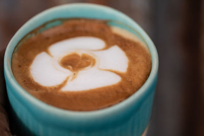 High angle view of coffee in cup