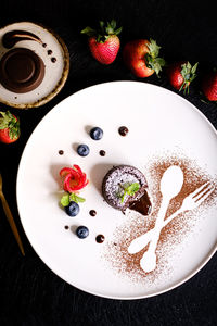 High angle view of breakfast on table