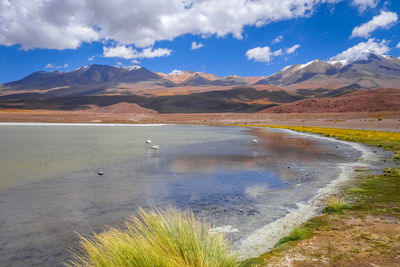 Scenic view of lake against sky