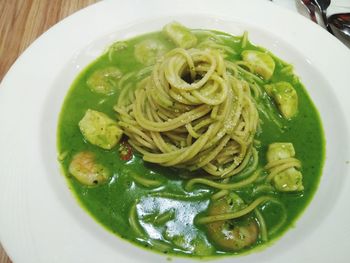 Close-up of noodles in plate