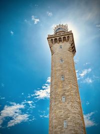 Low angle view of lighthouse against sky