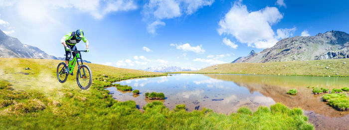 Panoramic view of mountains against sky