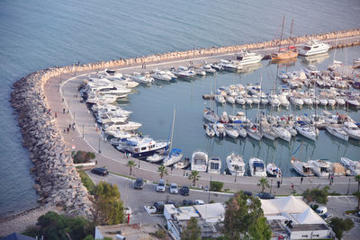 High angle view of marina