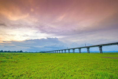 Scenic view of field against sky during sunset