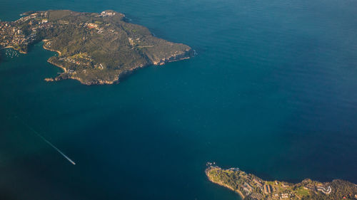 High angle view of island and sea