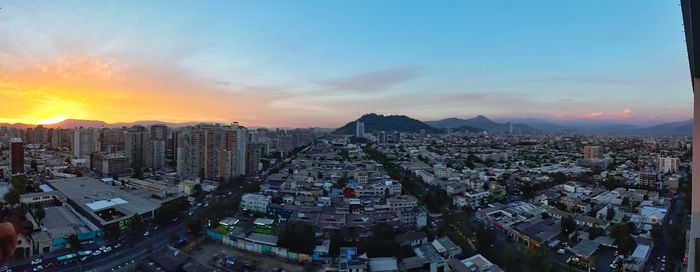 High angle view of city at night