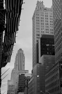 Low angle view of buildings against sky in city