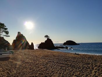 Scenic view of sea against clear sky