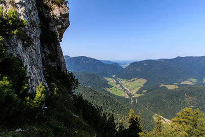 Scenic view of mountains against clear sky