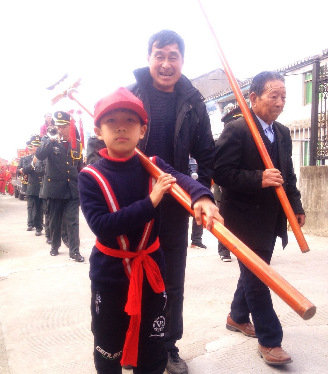 child, holding, childhood, people, leisure activity, outdoors, men, togetherness, sword, warrior - person, weapon, adult, cold temperature, day