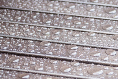 Full frame shot of raindrops on rainy day