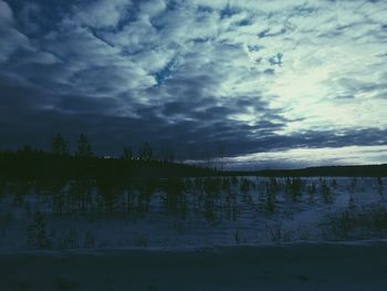 Scenic view of landscape against cloudy sky