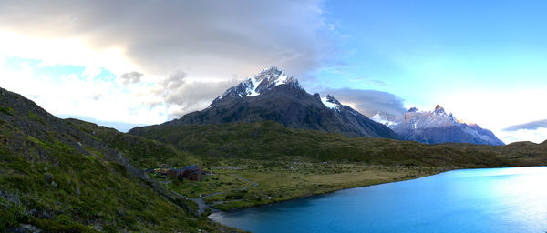 Scenic view of mountains against sky