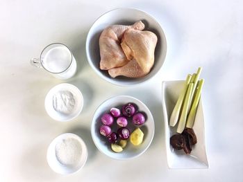 High angle view of food in plate on table