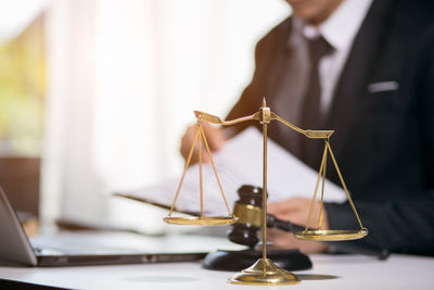 Close-up of lighting equipment on table