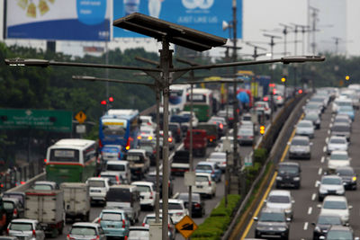 Traffic on street in city