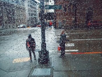 Wet road in city during rainy season