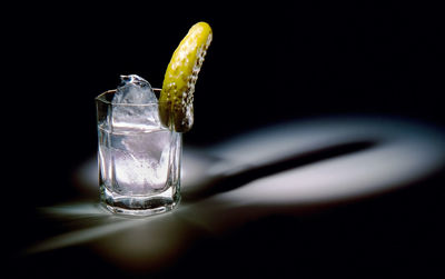 Close-up of water in glass on table